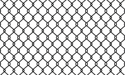 Seamless chain link fence on snow background.