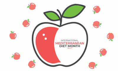 International Mediterranean Diet Month. background, banner, card, poster, template. Vector illustration.