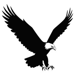 Fototapeta premium Eagle Silhouette Vector of Flying Bird with Open Wings and Sharp Talons