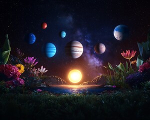 Planets Over Floral Coast