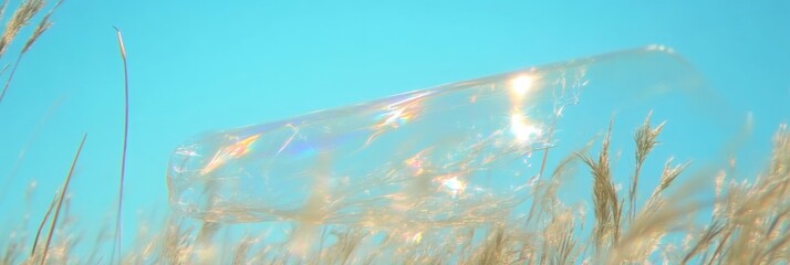 Obraz premium Clear Plastic Bottle Amidst Tall Grass