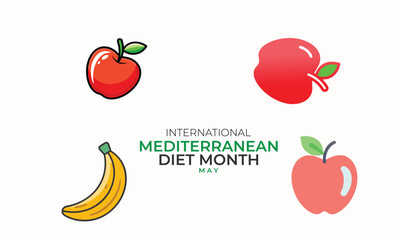 International Mediterranean Diet Month. background, banner, card, poster, template. Vector illustration.