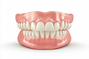 Fototapeta premium Invisible teeth alignment system: clear aligners, orthodontic advertising, isolated on white background