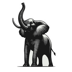 Obraz premium Majestic Elephant with Raised Trunk Vector