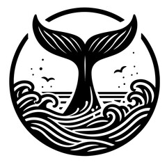 Whale Tail in Ocean Vector Art