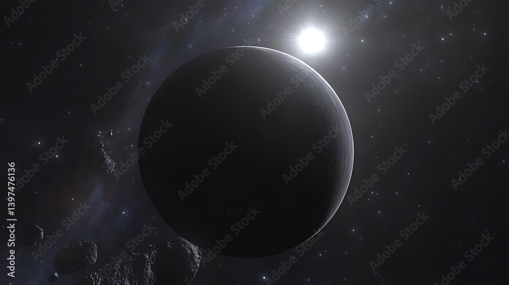 Wall mural a celestial planet exists with a brilliant star in space