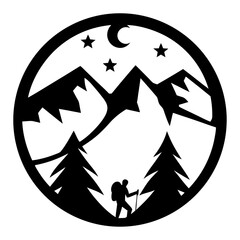 Night Hiking Adventure in Majestic Mountains Under Starlit Sky