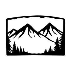 Fototapeta premium Majestic Mountain Range Silhouette with Pine Trees Scenic View