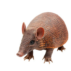 Detailed Studio Portrait of a Nine-Banded Armadillo Exhibiting Intricate Shell Patterns