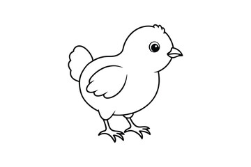A line art drawing of a baby chick facing slightly to the left.eps