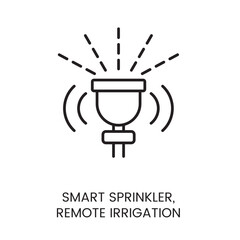 Smart sprinkler icon with editable stroke for automated garden irrigation and remote control systems