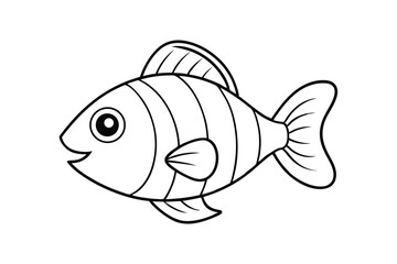 A line art drawing of a fish facing front with symmetrical fins.eps