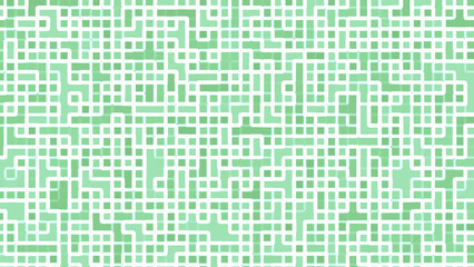 Green squares form a complex pastelcolored intersecting grid pattern