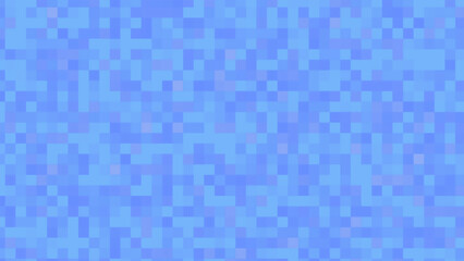 A blue pixelated background contains one small red square