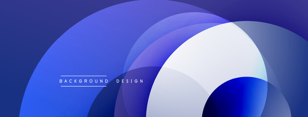 Abstract composition featuring overlapping circular layers. Shades range from deep blues to bright whites, creating dynamic visual effect. Modern design element for backgrounds.