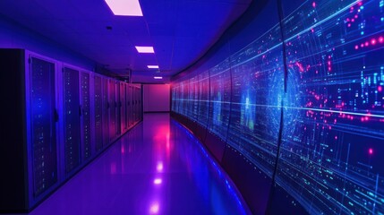 Fototapeta premium Futuristic Server Room: A Glimpse into the Digital Core