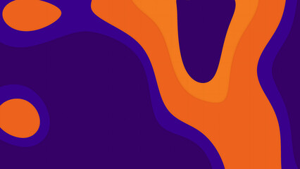 Abstract art features orange and purple flowing shapes