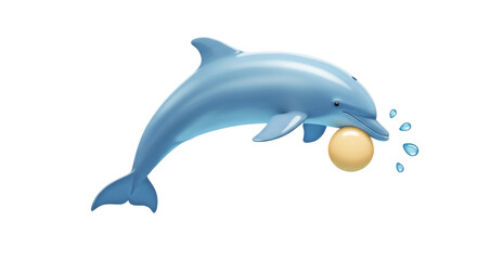 Isolated Dolphin with Ball
