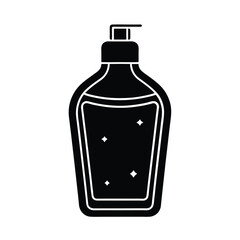Black And White Soap Dispenser With Sparkling Liquid Silhouette Vector Icon
