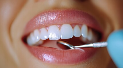 Fototapeta premium Dental check-up in a modern clinic with a focus on oral hygiene and care