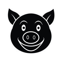 Stylized Pig Face Vector Illustration With Happy Expression Isolated On White