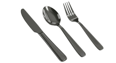 Isolated Silver Cutlery Set