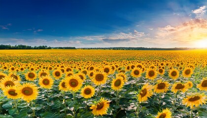 Obraz premium blooming yellow sunflower field