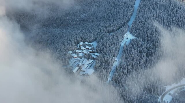 Ilgaz Mountains National Park Ski Resort on the Border of Kastamonu and &Ccedil;ankırı Provinces Drone Video, Kastamonu Turkiye (Turkey)