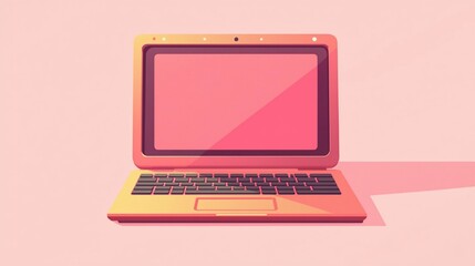 Pink Laptop on Pastel Background (2)