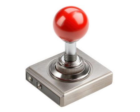 minimalist joystick with matte finish features shiny red ball top and metallic base, perfect for retro gaming enthusiasts. Its sleek design adds touch of nostalgia to any gaming setup