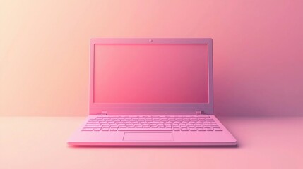 Pink Laptop on Pastel Background (3)