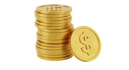Isolated Stack of Gold Coins