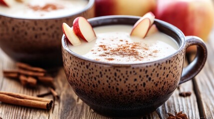 Cozy Apple Cinnamon Drink on Wooden Table