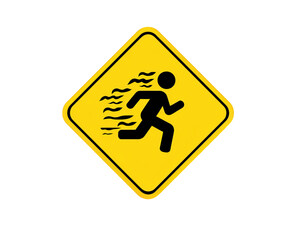 colorful speed bump sign featuring playful graphics of running figure, designed to alert drivers to reduce speed in fun and engaging way. This sign enhances road safety with its vibrant design