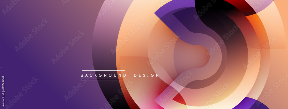 Leinwandbilder abstract design features overlapping circles, warm orange hues blend into cool purple tones. modern 