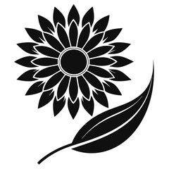 Hand Drawn Minimal Sunflower Silhouette Vector Art