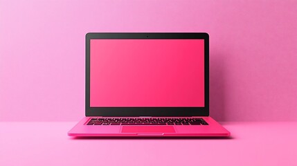 Pink Laptop on Pink Background