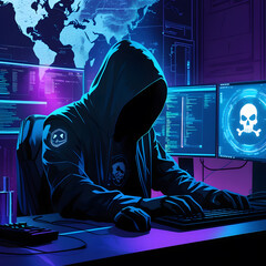 Step into a high-tech hacker workspace designed for cinematic projects, digital content creation, and futuristic design needs. This realistic hacker scene features a dark and moody environment,