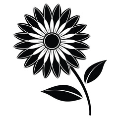 Bold Black Sunflower Silhouette Nature Illustration