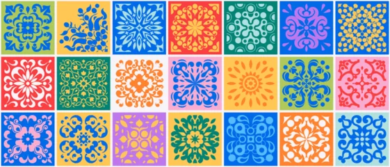 Rolgordijnen Portugal keramische tegels Mediterranean ceramic tiles seamless pattern. Azulejo arabesque. Portuguese, Spanish, Turkish, Indian, Islamic, Arabic decor. Geometrical and floral traditional national ornament. Vector illustration.  © Ihor