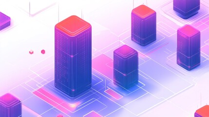 Obraz premium Abstract digital city, futuristic urban grid, network, connecting