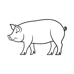 Outlined Pig Illustration Farm Animal Vector Art For Childrens Books