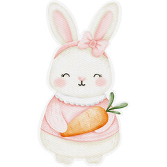 Ester eggs rabbit and chicken  element stickers watercolor