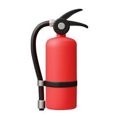 Fototapeta premium 3D illustration vector render red fire extinguisher icon isolated on white background. Safety concept, fire protection, emergency equipment, fire protection system, emergency management.