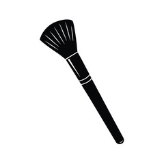 Black Silhouette Of A Makeup Brush On A White Background Studio Shot