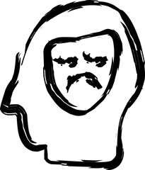 feel sad icon in doodle style