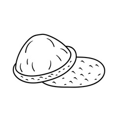 Graphic Illustration Of Two Roti Bread Chapati In Black And White Style