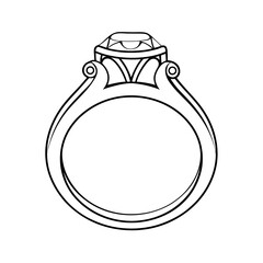Elegant Diamond Engagement Ring Design, Classic Bezel Setting, Detailed Drawing