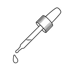 Simple Line Art Illustration Of A Dropper With Liquid And Droplet