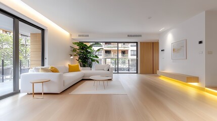 Fototapeta premium Minimalist modern living room interior design